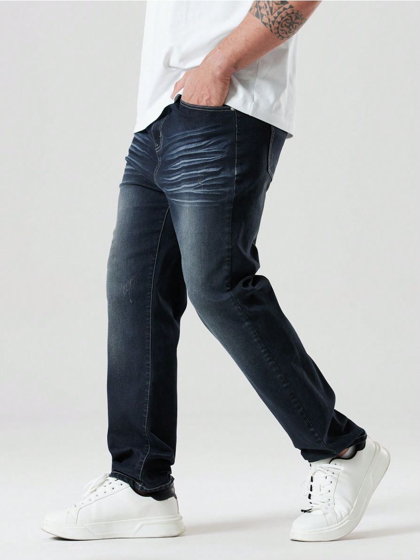 Extended Sizes Men's Plus Size Straight Leg Jeans