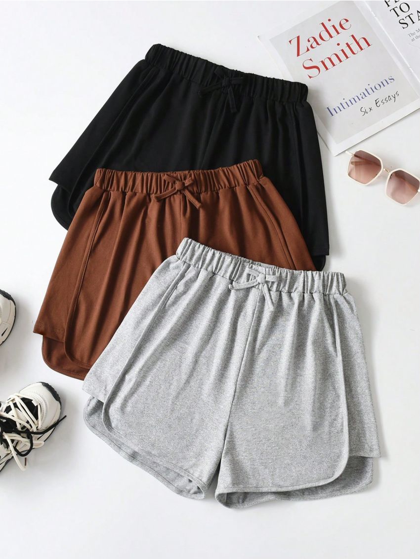Teenage Girls' Solid Color Athletic Shorts