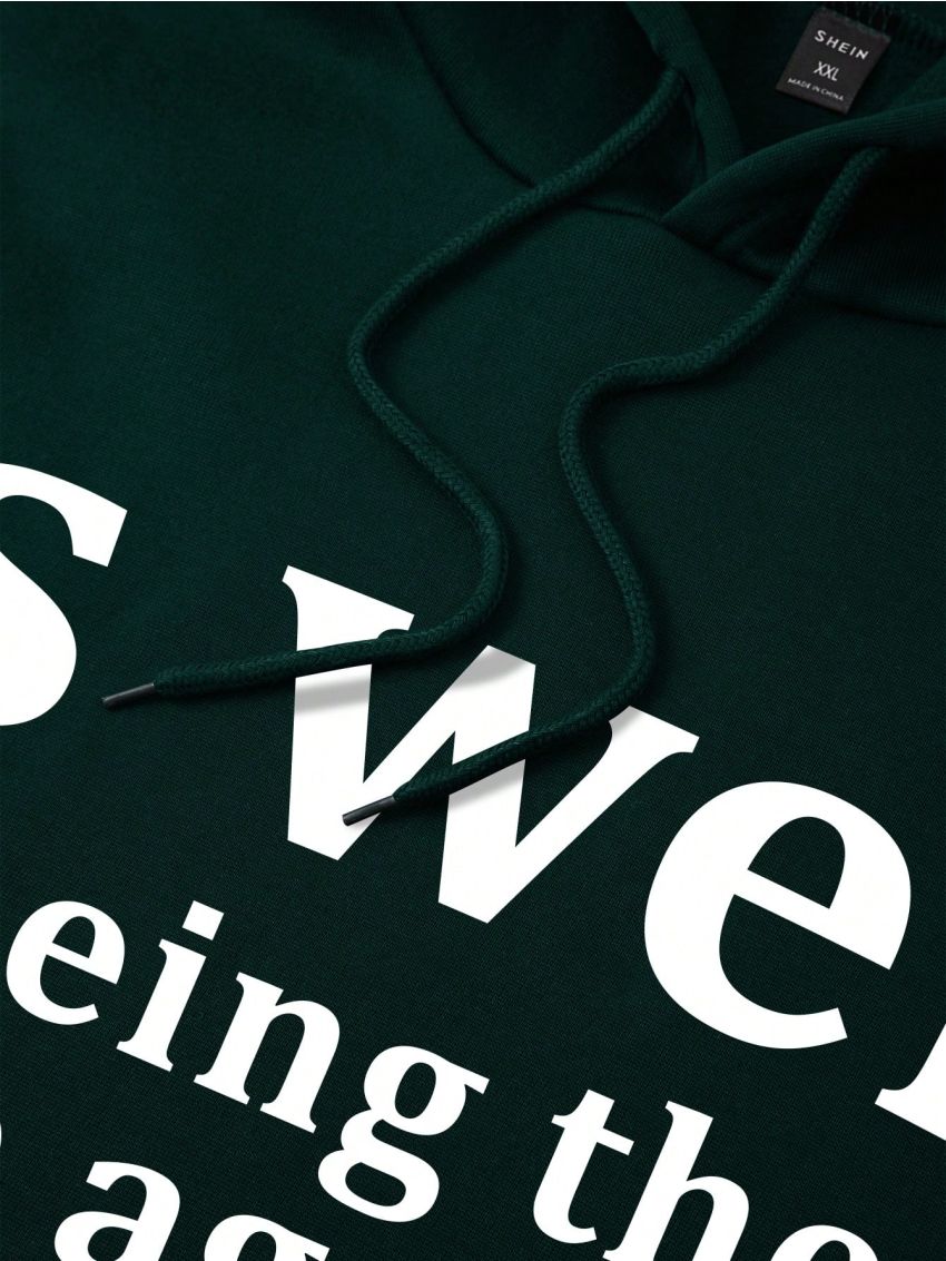 Men'S Plus Size Fleece Hoodie With Slogan Printing