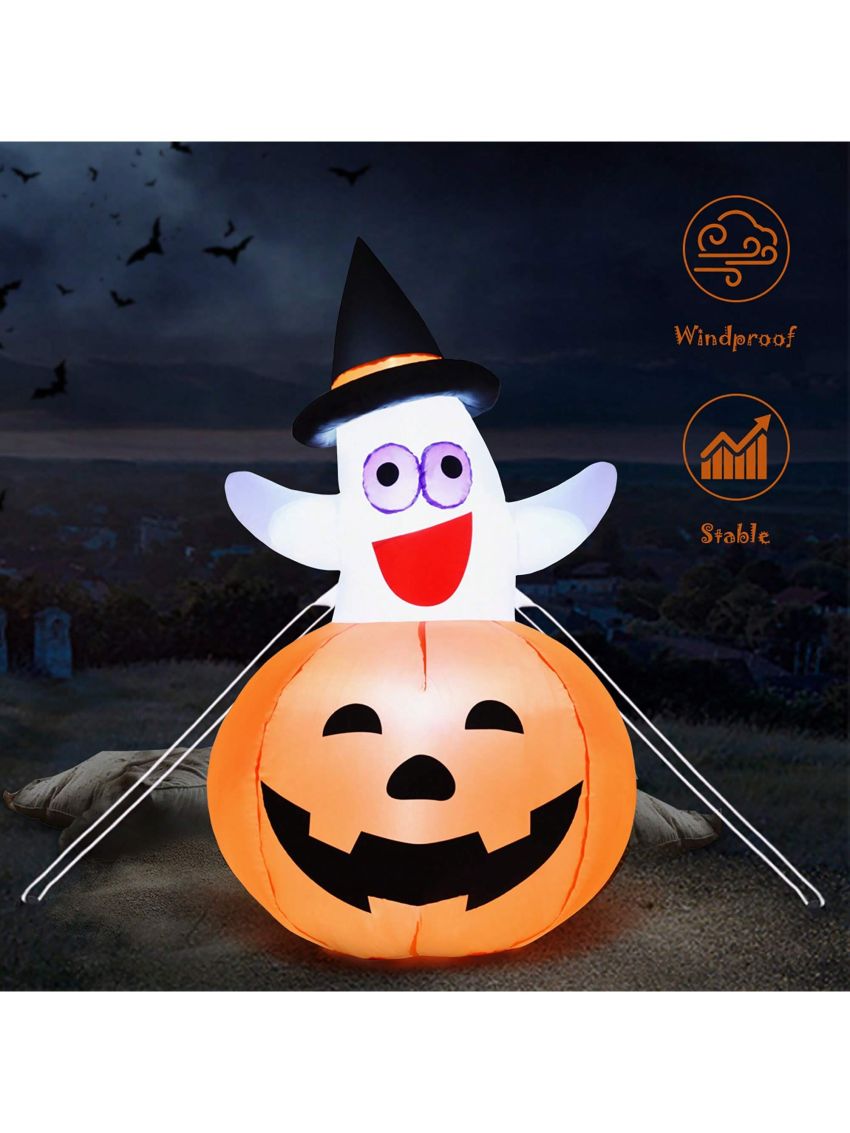 Costway 5 Ft Halloween Blow-up Inflatable Ghost in Pumpkin w/ LED Bulb Yard Decoration