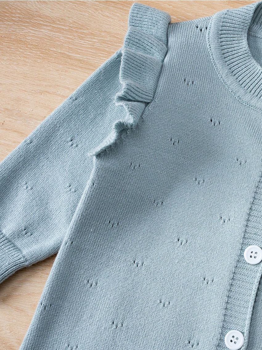 Infant Girls' Solid Color Knitted Romper