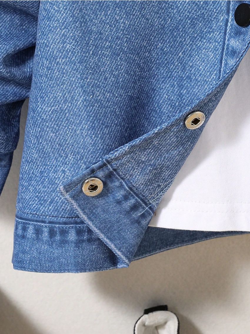 SHEIN Toddler Boys' Random Spray Paint & Letter Pattern Flip Jacket