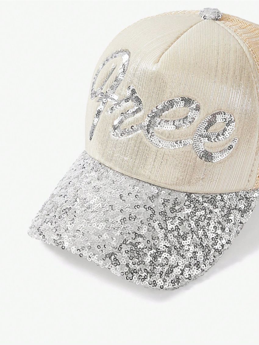 SHEIN SXY Letter Graphic Sequin Decor Baseball Cap