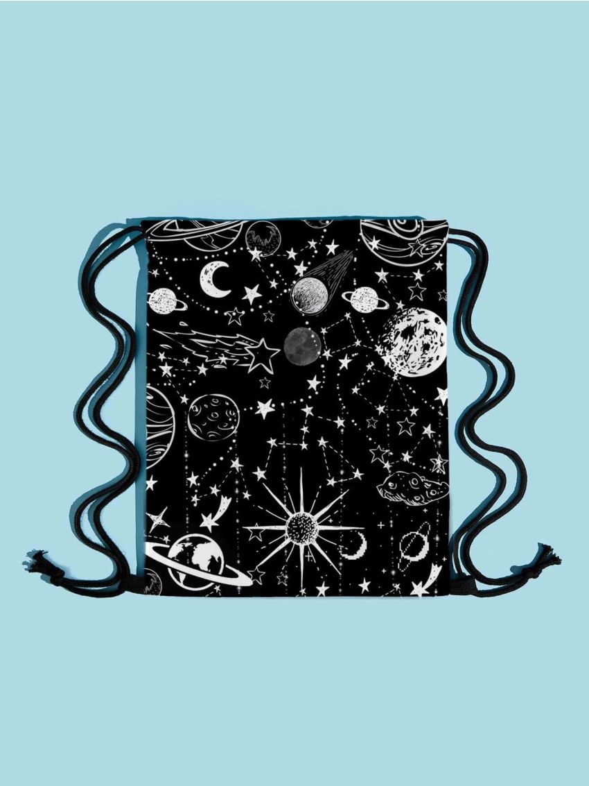 Planet Print Drawstring Backpack
