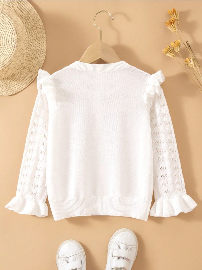 Little Girls' Ruffle Trim Button-Front Cardigan