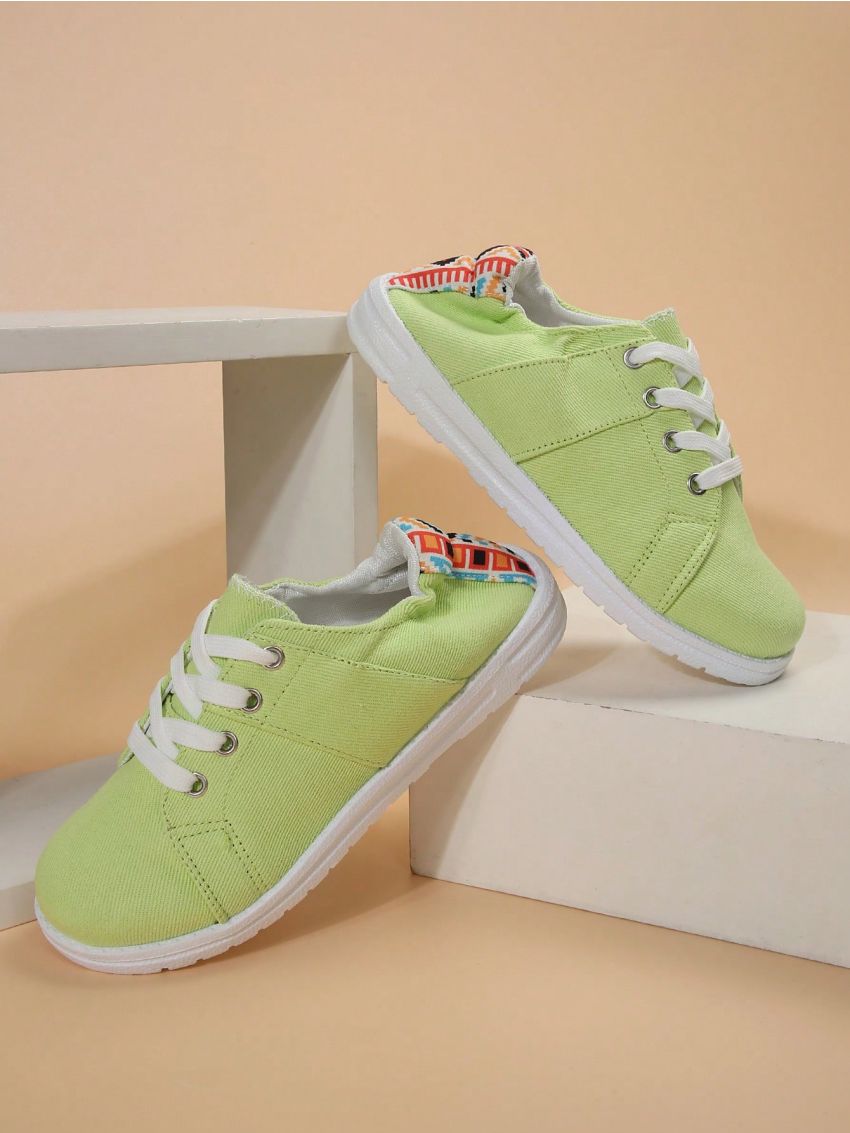 Round Toe Slip-on Flat Women's Shoes, All Seasons Casual Wear In Solid Color Durable Material