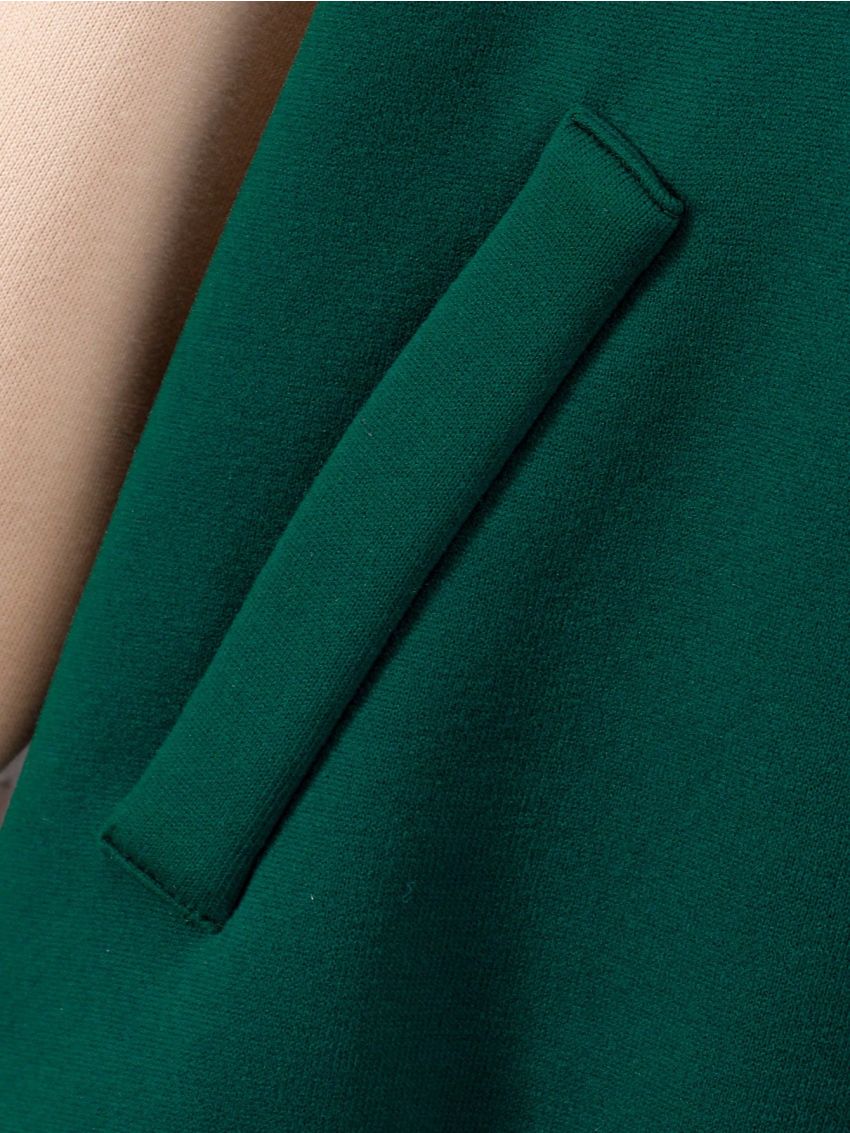 Teen Girls' Casual Letter Embroidery Patchwork Fleece Baseball Jacket For Autumn, Winter