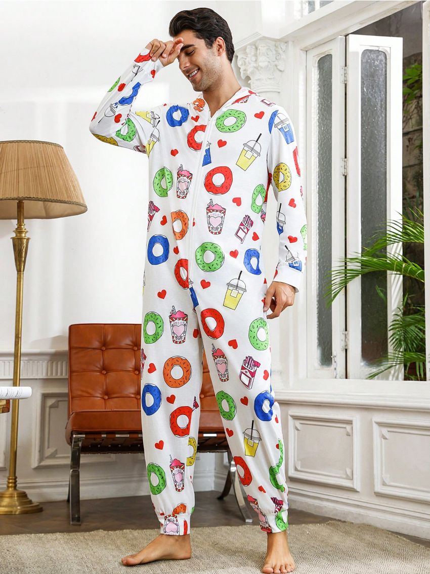 Men'S Donut Pattern Printed Pajamas