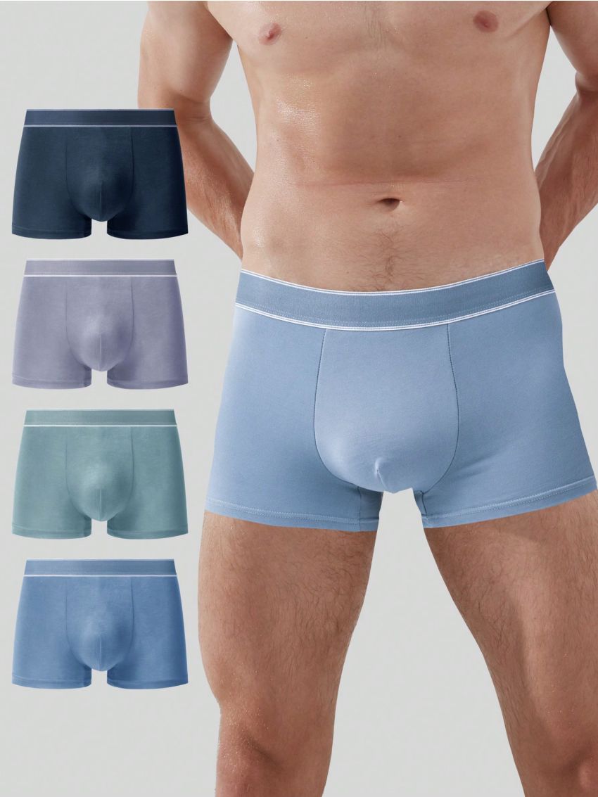 4pcs Men'S Color Block Briefs With Contrast Trim