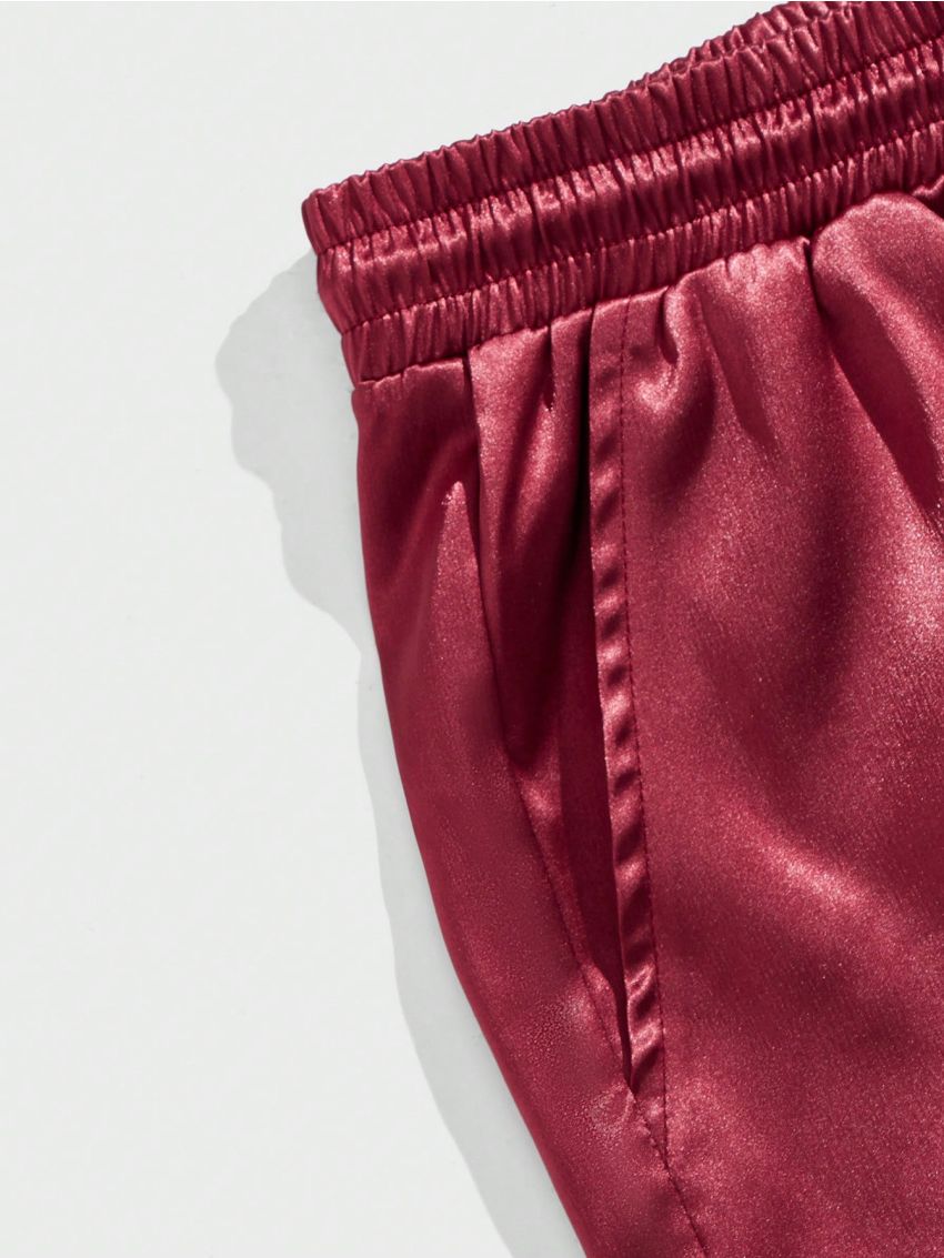 Manfinity AFTRDRK Men'S Solid Color Drawstring Waist Cargo Straight Leg Pants