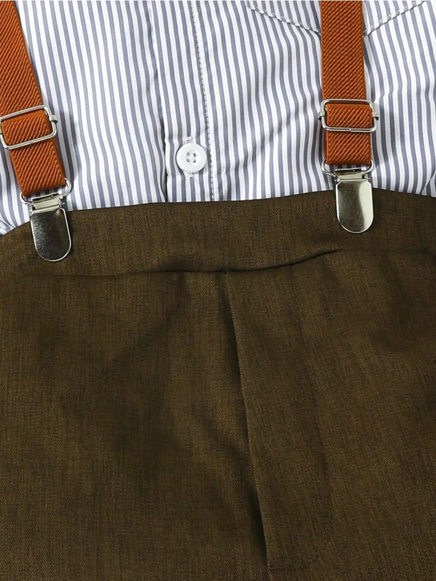 SHEIN Tween Boys' Fashionable & Versatile Suspenders Gentleman Suit