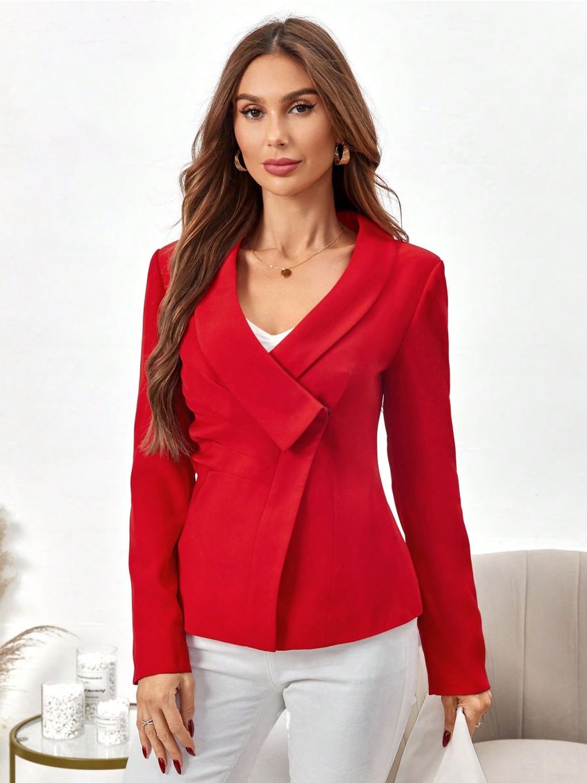 SHEIN Clasi Solid Shawl Collar Blazer