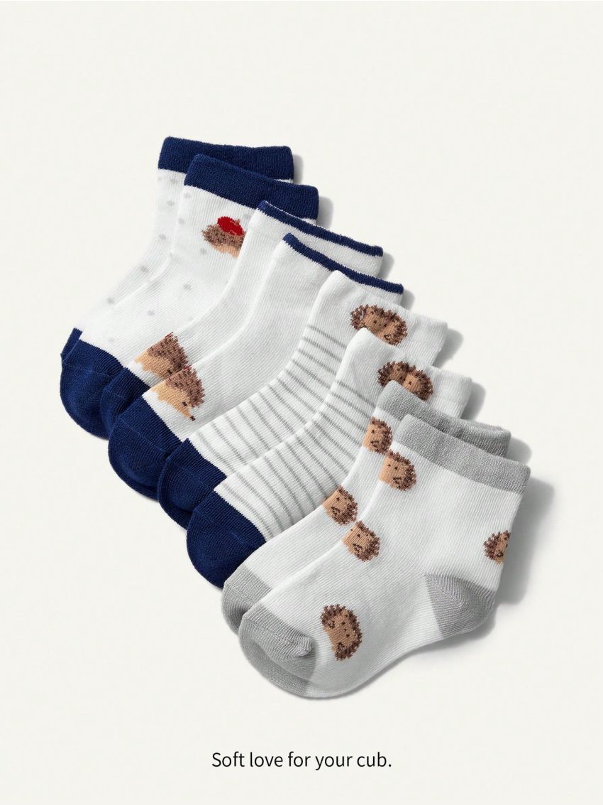 Cozy Cub 4 Pairs/set Baby Hedgehog Cartoon Socks