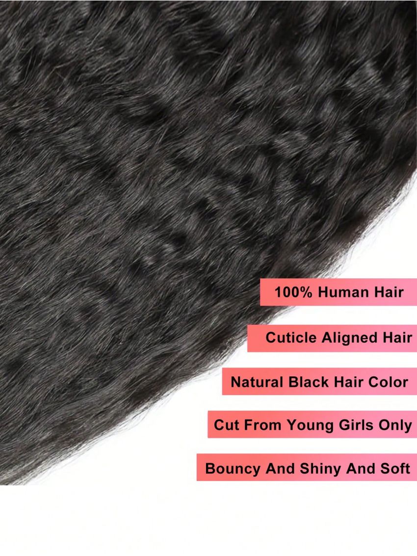 Kinky Straight Human Hair Bundles Yaki Straight 1 Bundles Deal Brazilian Natural Hair Remy Hair 100% Human Hair