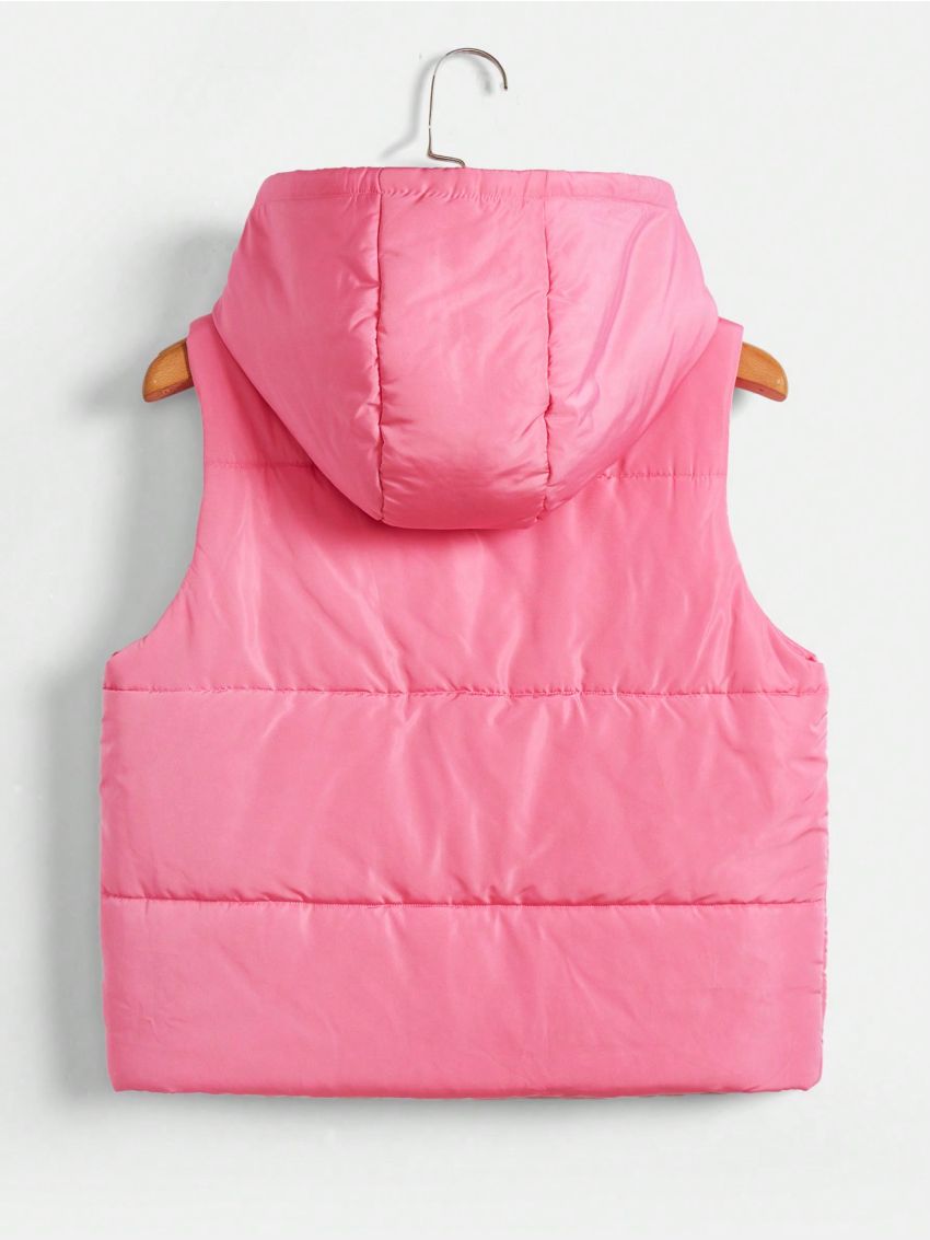SHEIN Teen Girl Zip Up Hooded Vest Puffer Coat