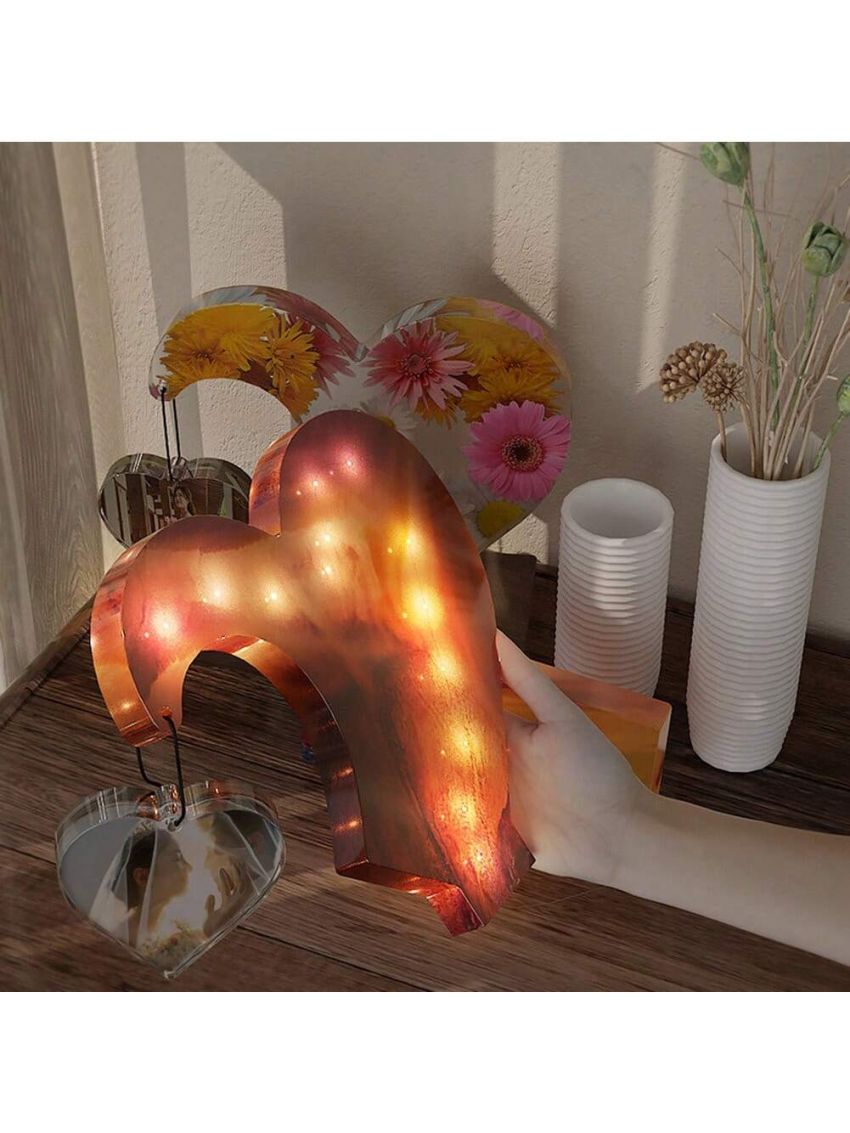 Heart Shape Base Silicone Molds Hanging Photo Frame Mold Home Decor Handmade Gifts for Casting 2 Heart Shape Mold + Base Mold