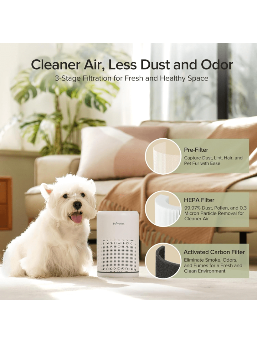 Air Purifiers for Bedroom, HEPA Air Purifiers, Air Cleaner for Smoke A11ergies Dander Hair Odor, Portable Air Purifier with Fragrance Sponge Sleep Mode Speed Control - AC300 Black