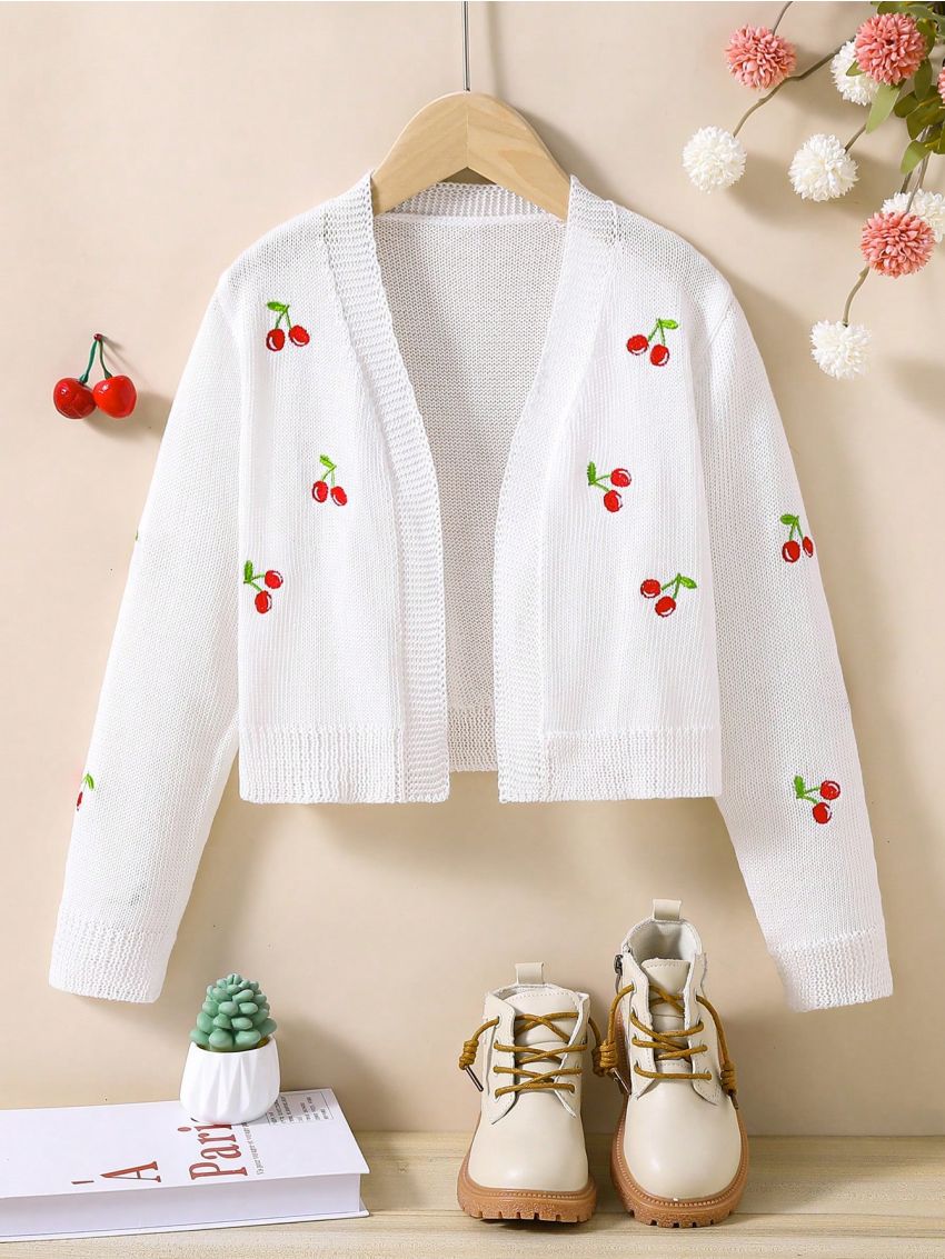 Toddler Girls' Cherry Pattern Cardigan Sweater