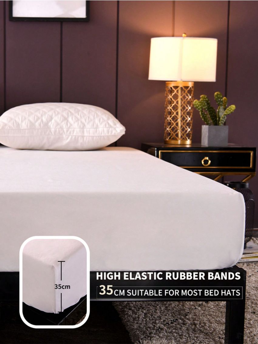 1pc Brushed Composite Waterproof & Pure Color Leakproof Bed Mattress Cover With Water Resistant & Urine Resistant Layers, Suitable For Single Size Bed