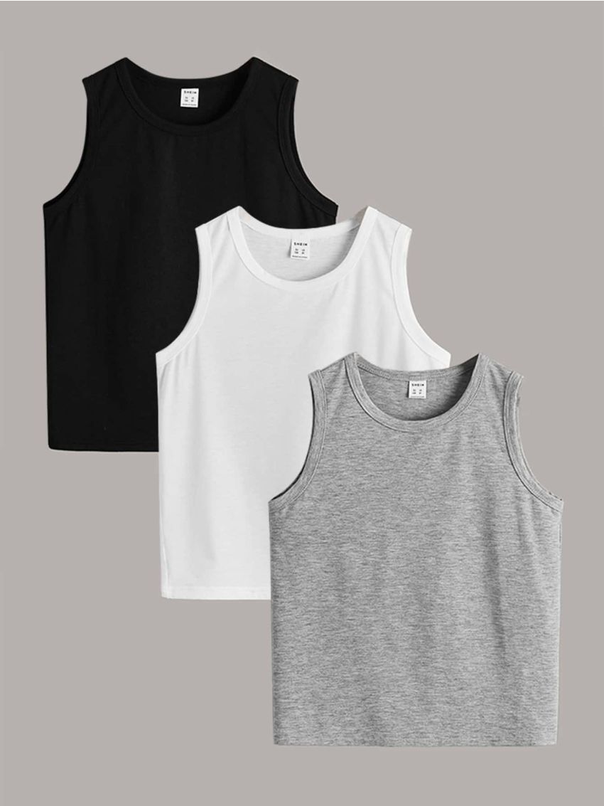 SHEIN Teen Boys' Casual Comfortable Solid Color Tank Top