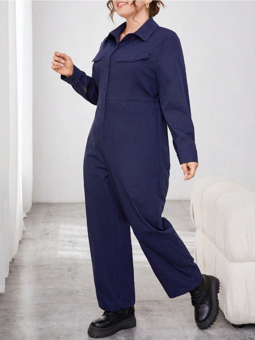 SHEIN Essnce Women's Plus Size Shirt Jumpsuit