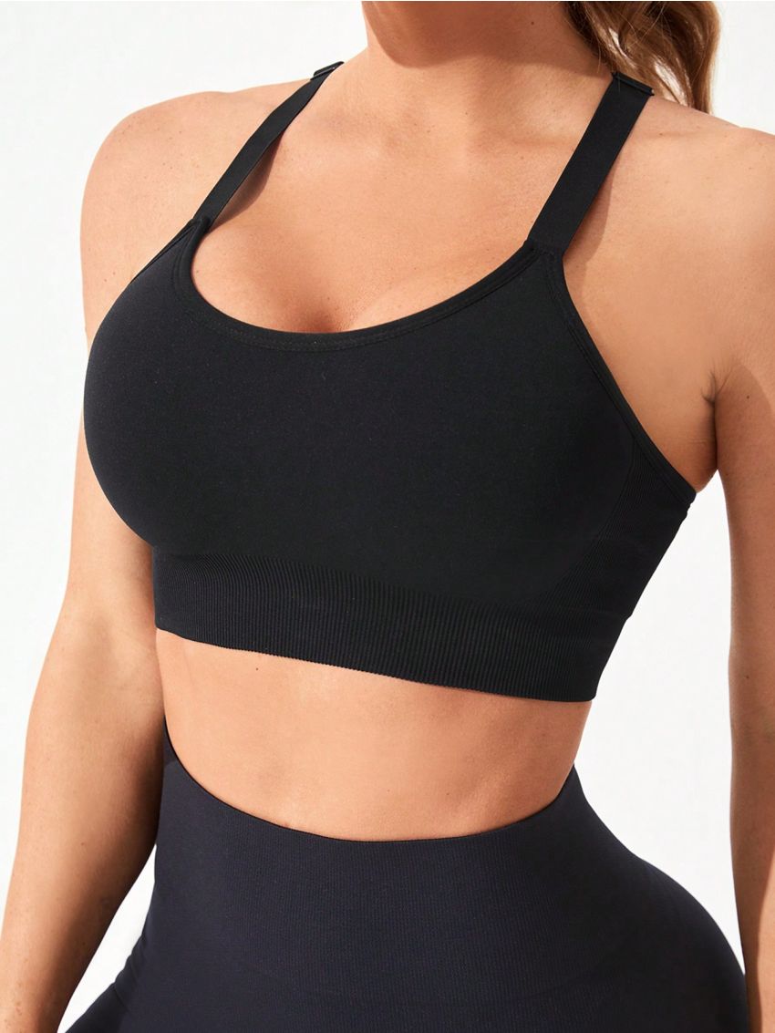 Women'S Seamless Sports Bra With Adjustable Straps And High Support