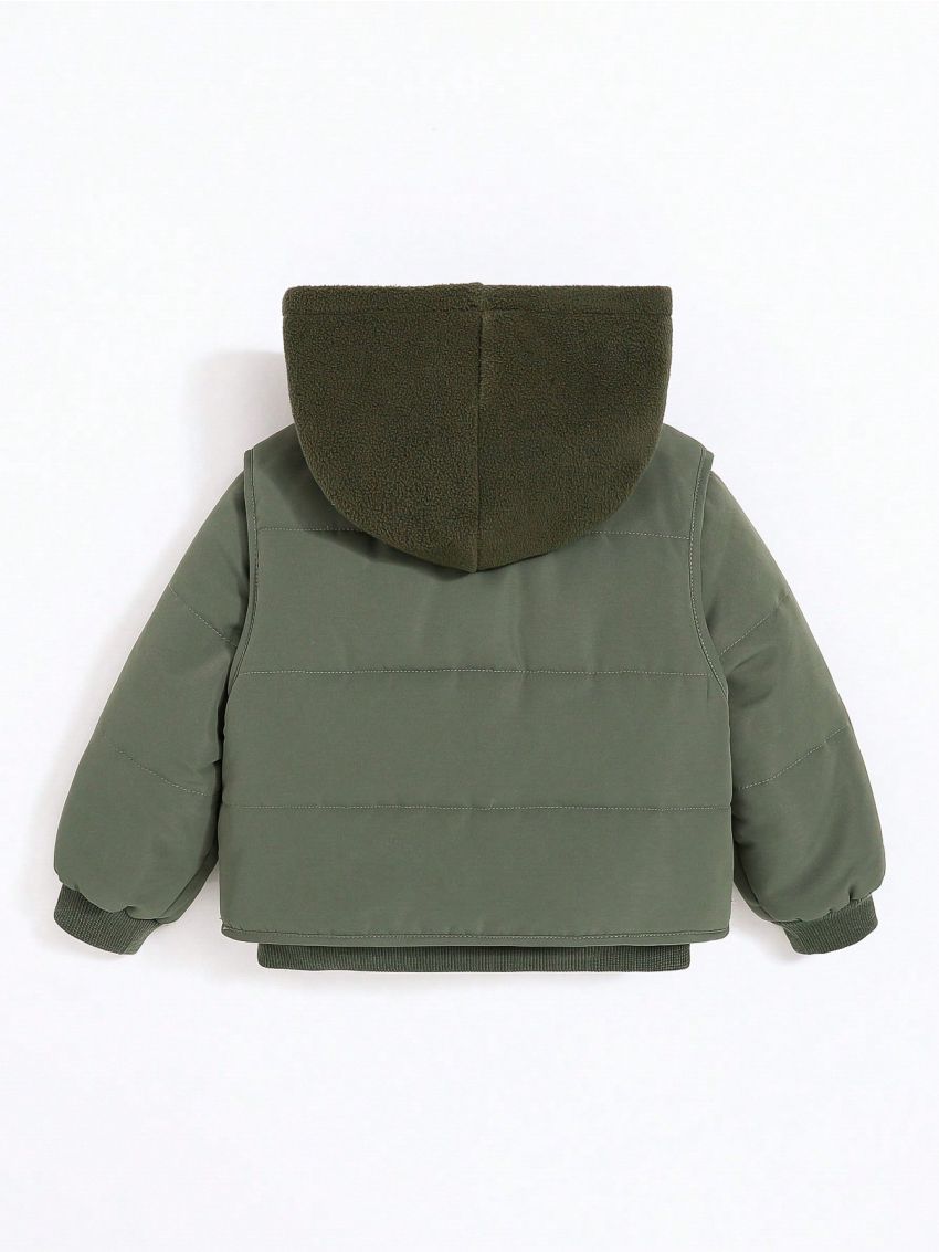 SHEIN Baby Boy Colorblock Hooded Jacket & Vest Coat