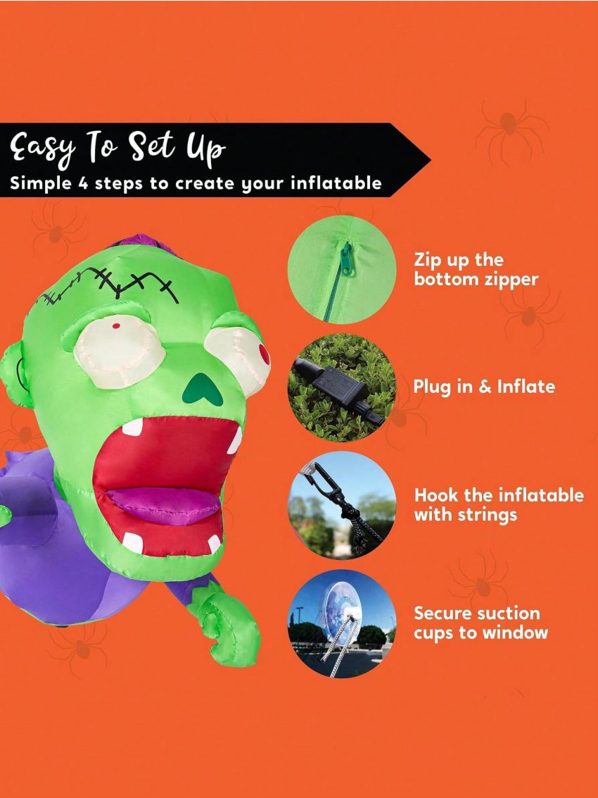 Joiedomi 3.6 FT Halloween Inflatable Zombie Broke Out from Window with Built-in LEDs, Halloween Blow Up Green Zombie for Window Decoration, Halloween Outdoor Yard Garden Lawn Holiday Party Decor