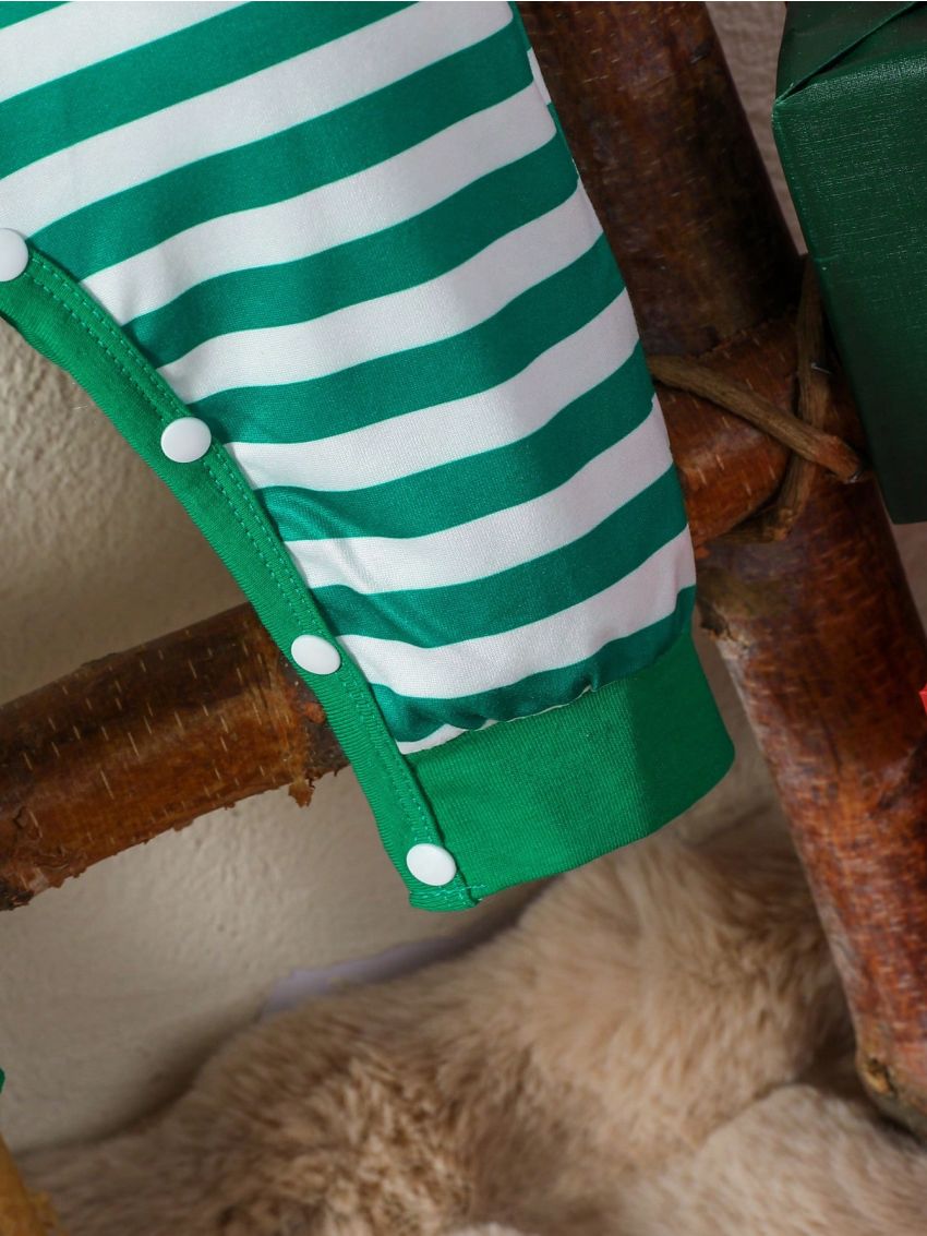 Baby Boy Striped & Cartoon Graphic Jumpsuit & Hat