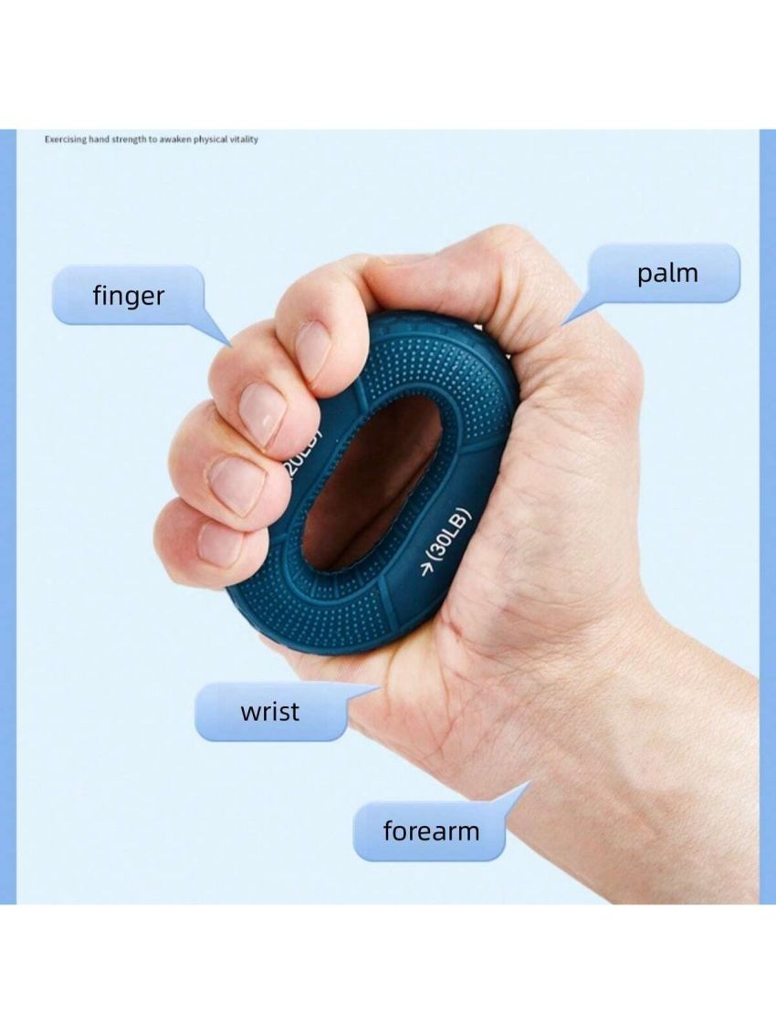 2pcs/set Gray Silicone Grip Ball + Adjustable Counting Grip Strengthener 50-60lb