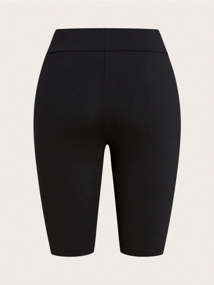 SHEIN Coolane Women's Knitted Short Length Alphabet Pattern Casual Leggings