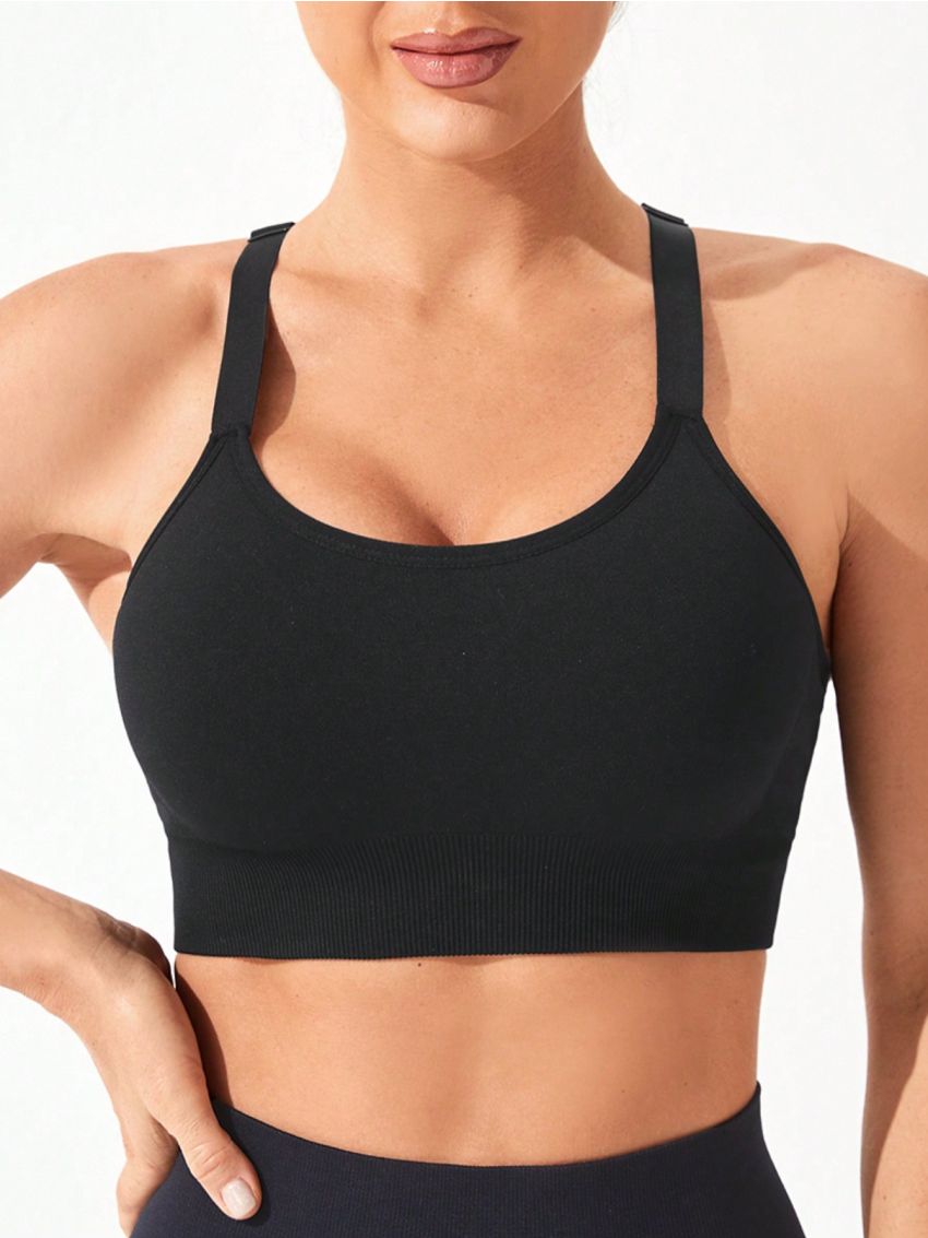 Women'S Seamless Sports Bra With Adjustable Straps And High Support
