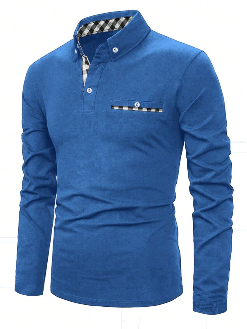 Manfinity Men Plus Contrast Tape Polo Shirt