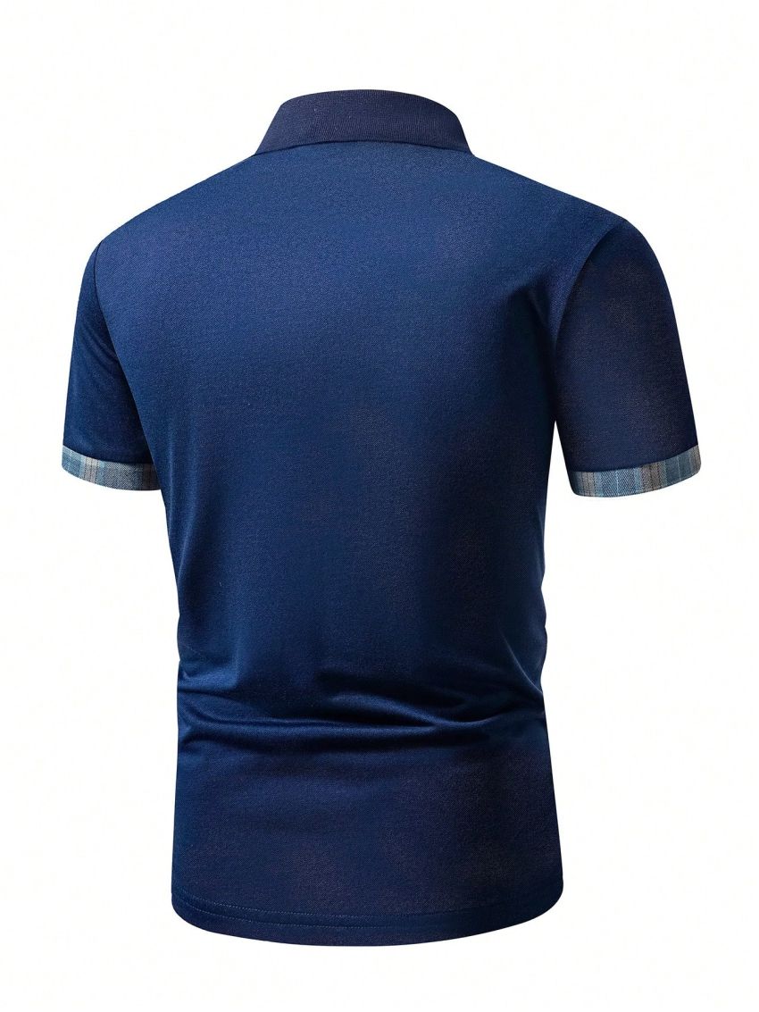 Manfinity Men's Plus Size Polo Shirt With Character Pattern And Plaid Trim