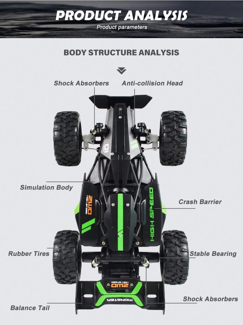 Mini High-speed Offroad Remote Control Car With Drifting Function & Anti-collision Design, Rubber Big Tires, Perfect For Interaction During Summer Vacation