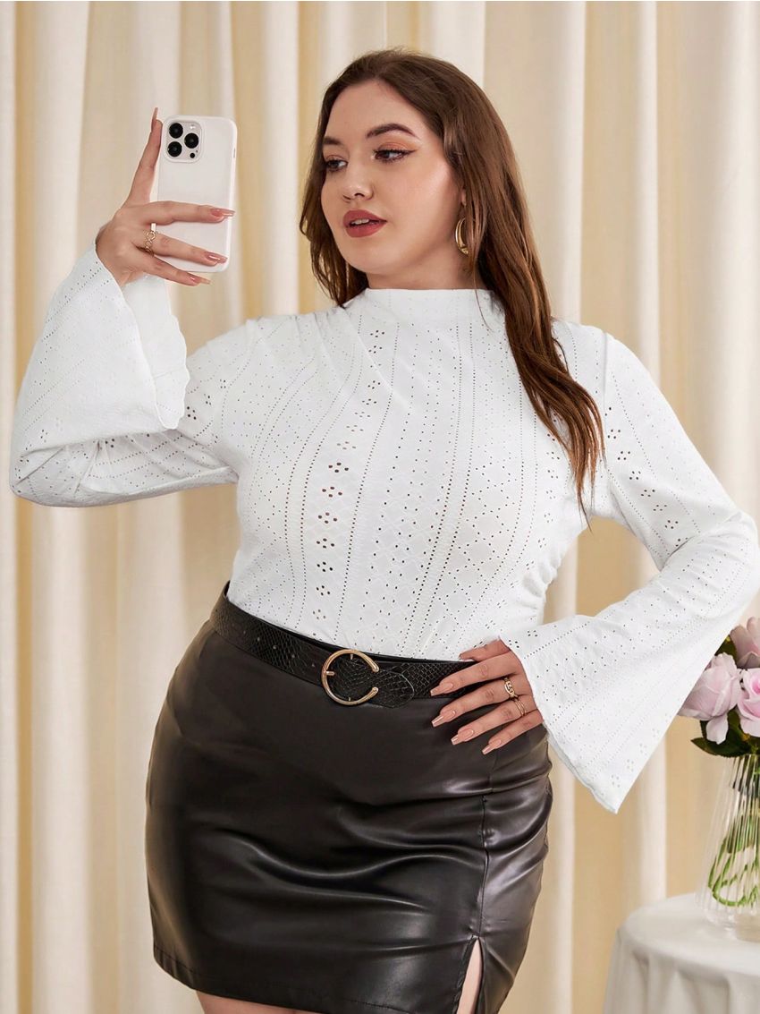 SHEIN Privé Plus Size Long Sleeve Flare T-shirt