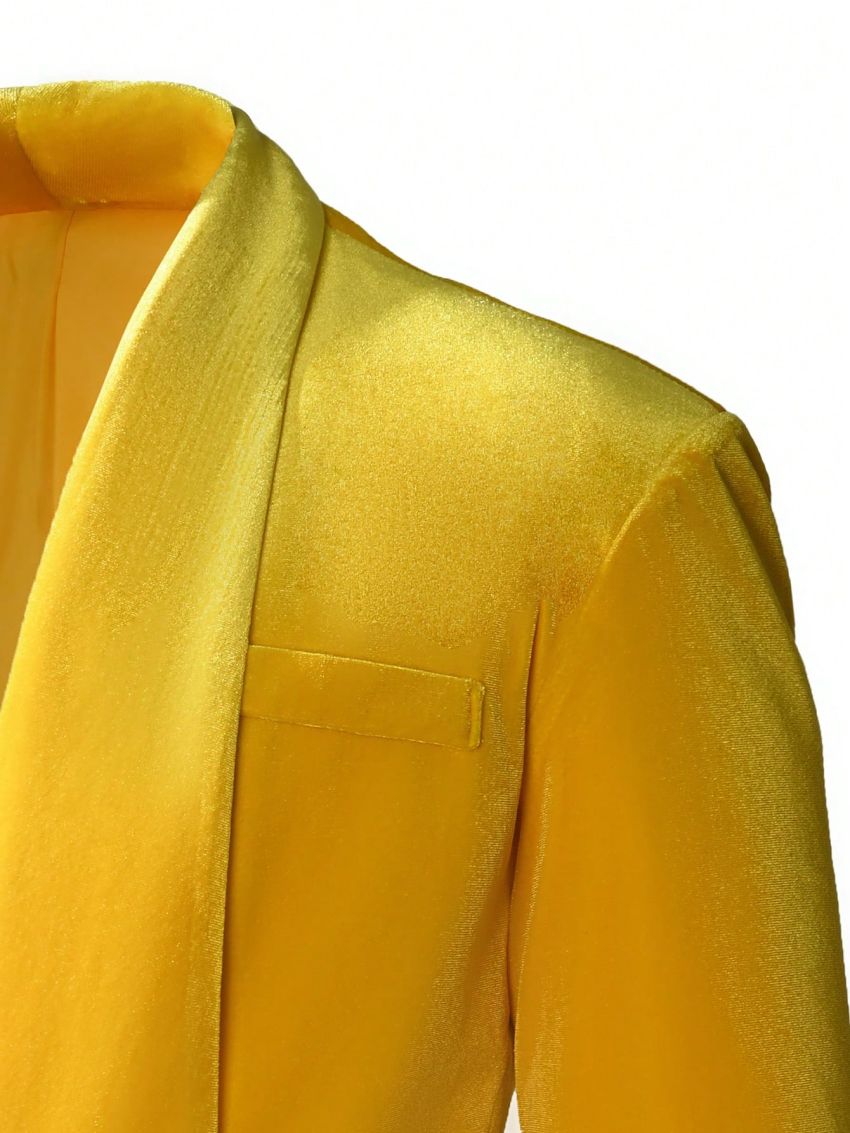 Men Solid Single Button Blazer