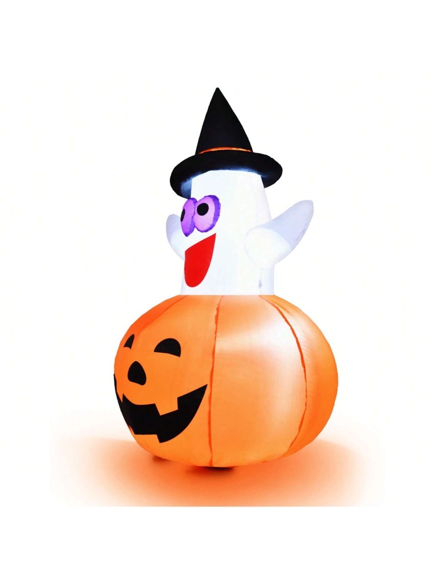 Costway 5 Ft Halloween Blow-up Inflatable Ghost in Pumpkin w/ LED Bulb Yard Decoration