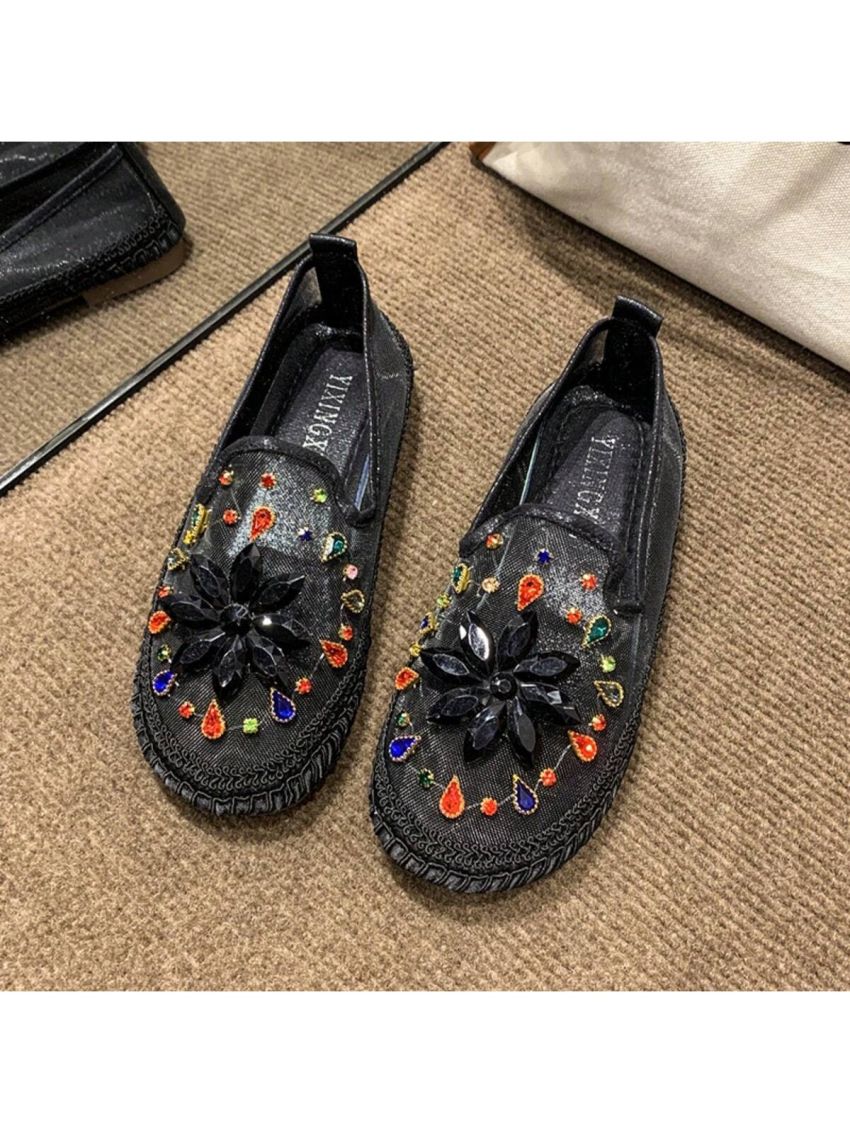 Women's Fisherman Shoes, Breathable Lightweight Hollow Out Loafers, Net Yarn Slip-on Flat Shoes