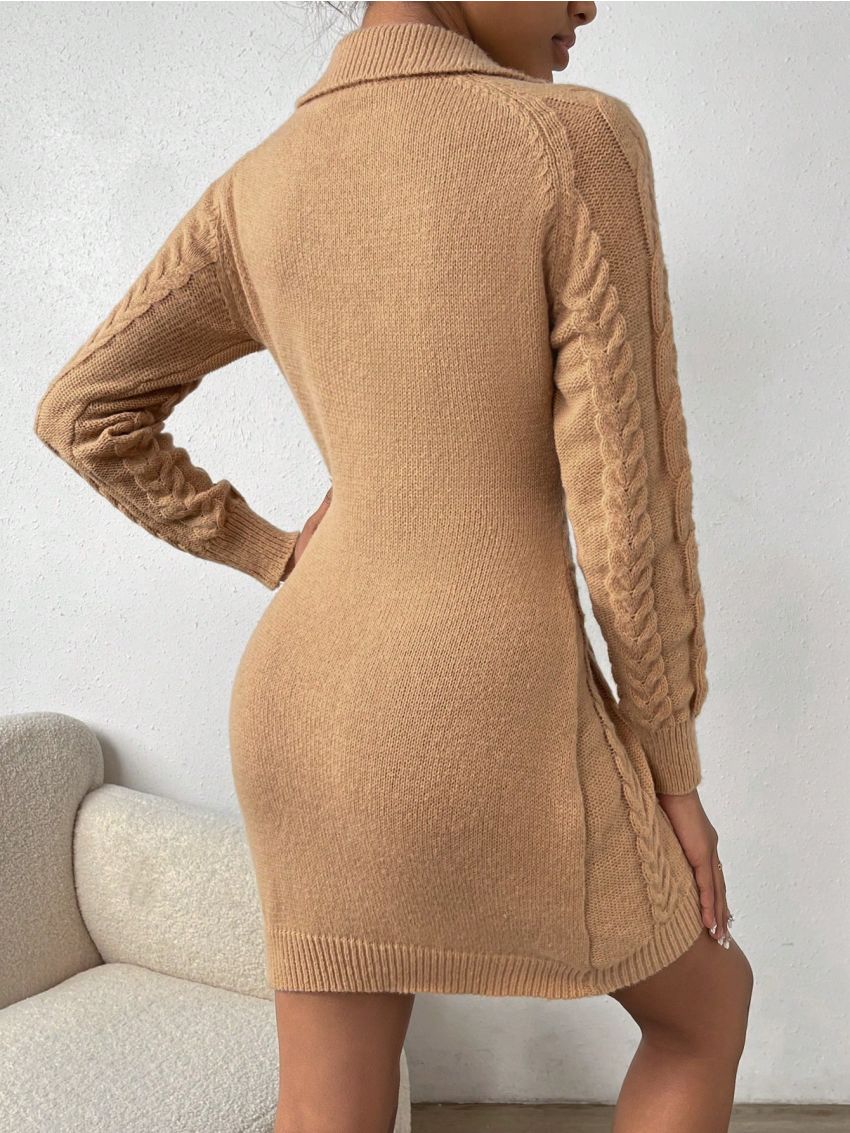 SHEIN Essnce Cable Knit Raglan Sleeve Sweater Dress
