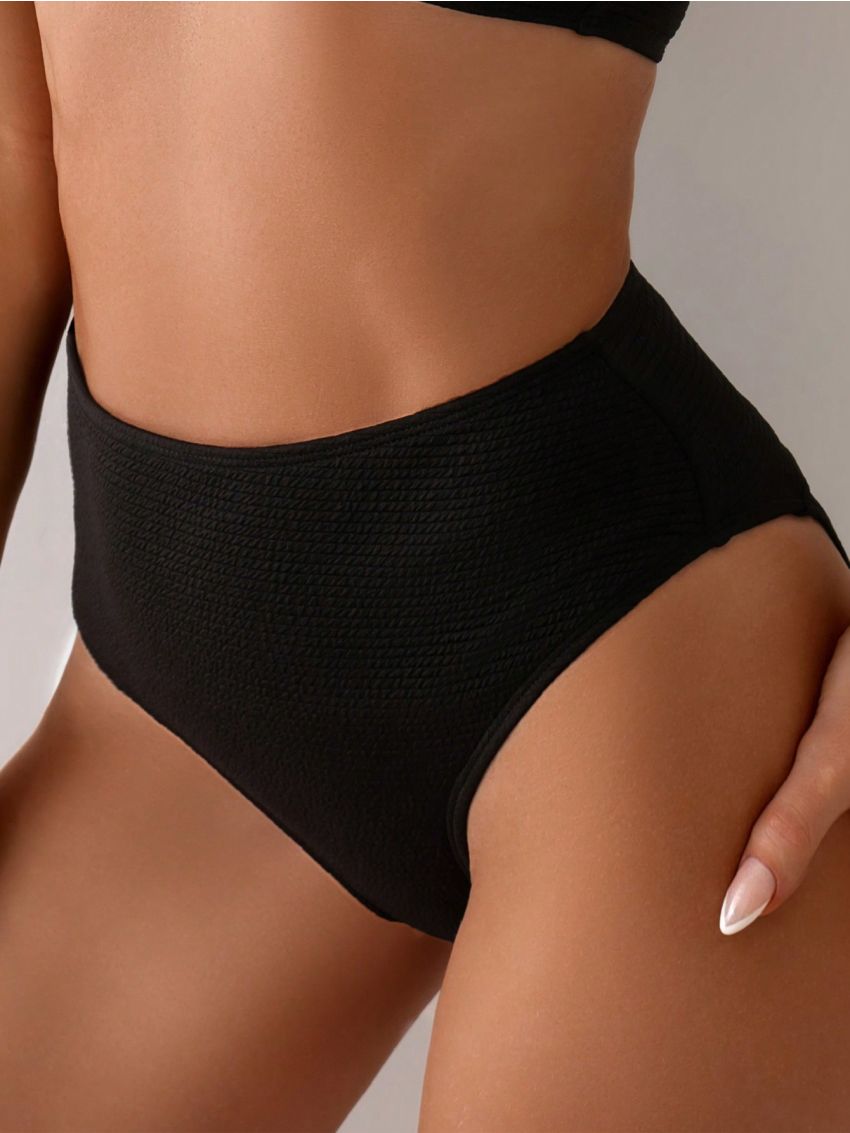 SHEIN Swim Basics Solid Color Women'S Swimwear Bottom With Textured Pattern