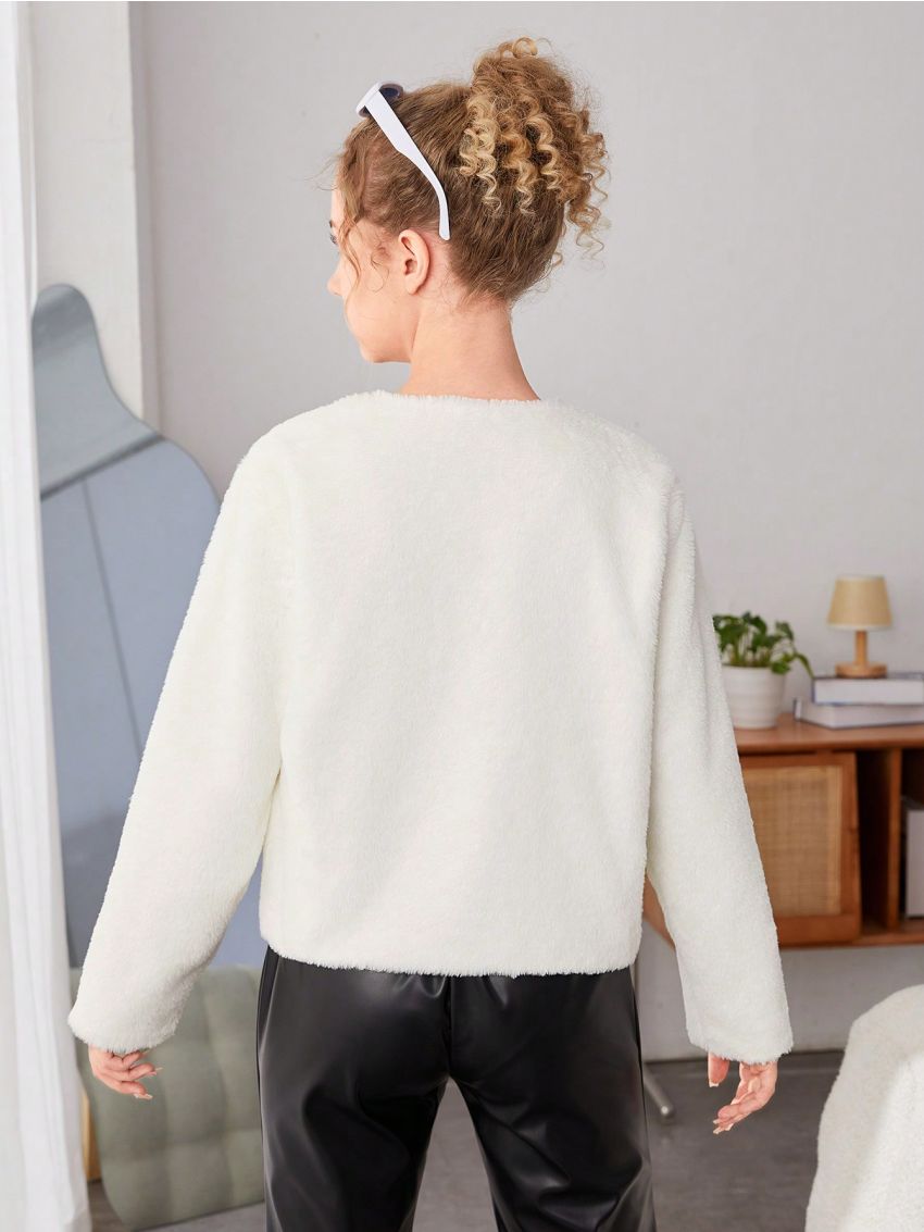 Teenage Girls' Short Plush Elegant Style Jacket