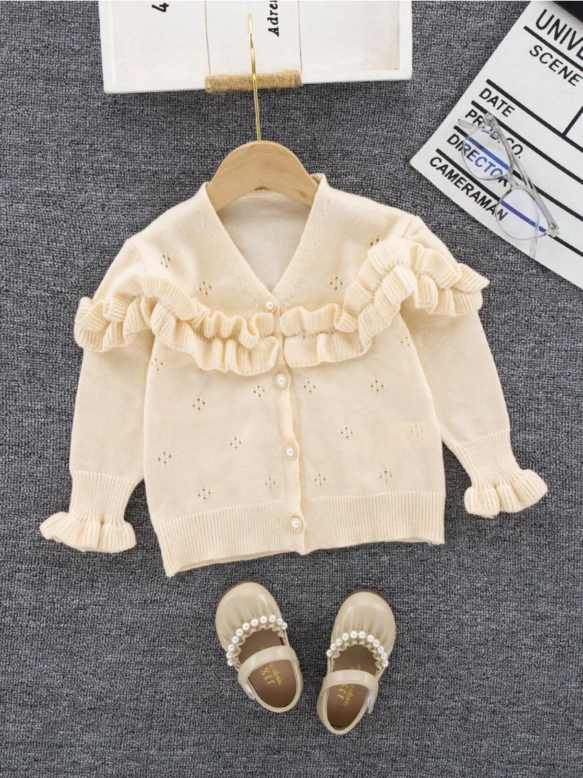 Little Girl'S Ruffled Button-Up Cardigan