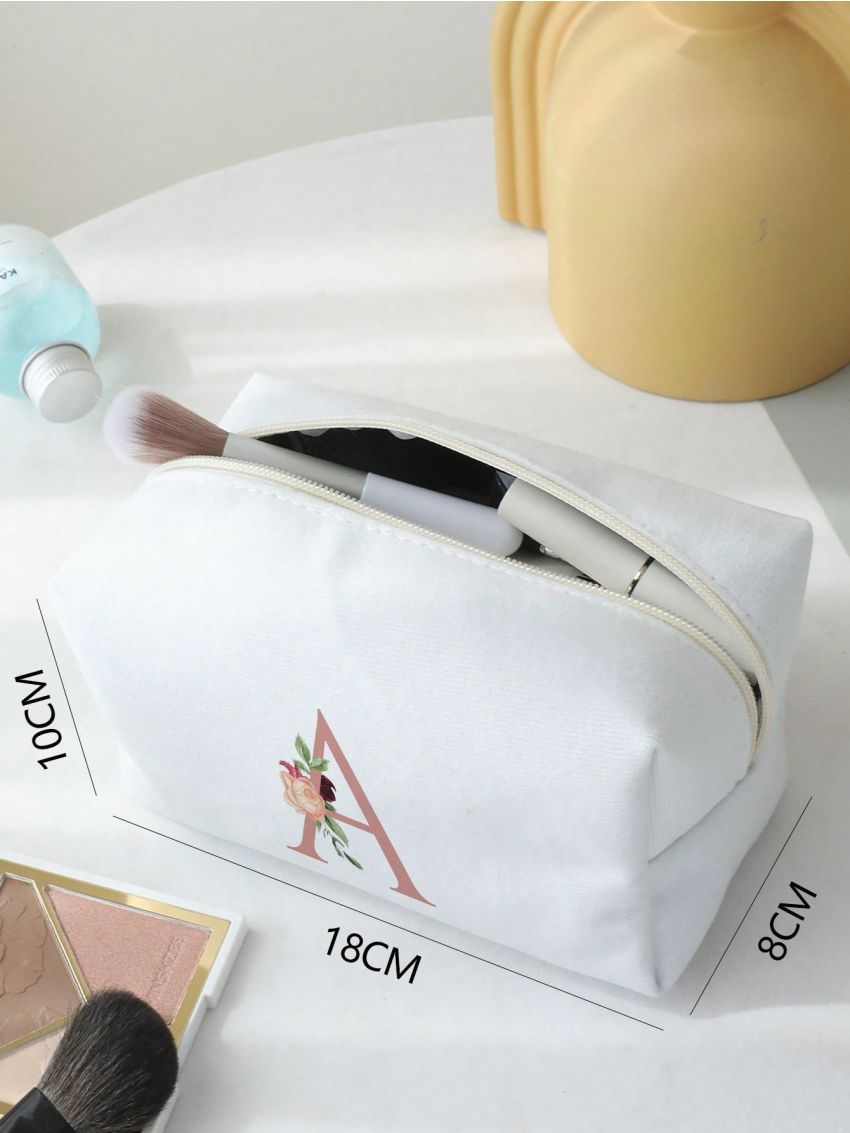 Letter Graphic Square Makeup Bag
