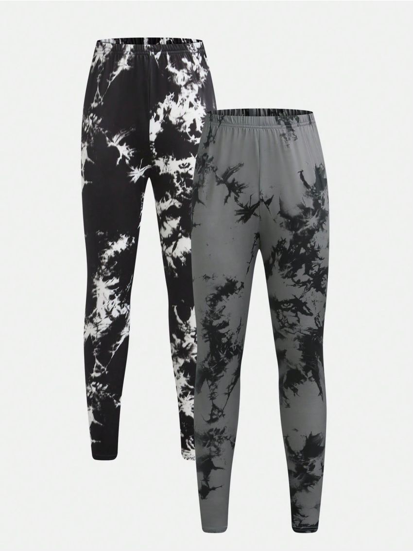 SHEIN Tween Boys' Tight-Fitting Casual Patterned Trousers And Sportswear Two-Piece Set