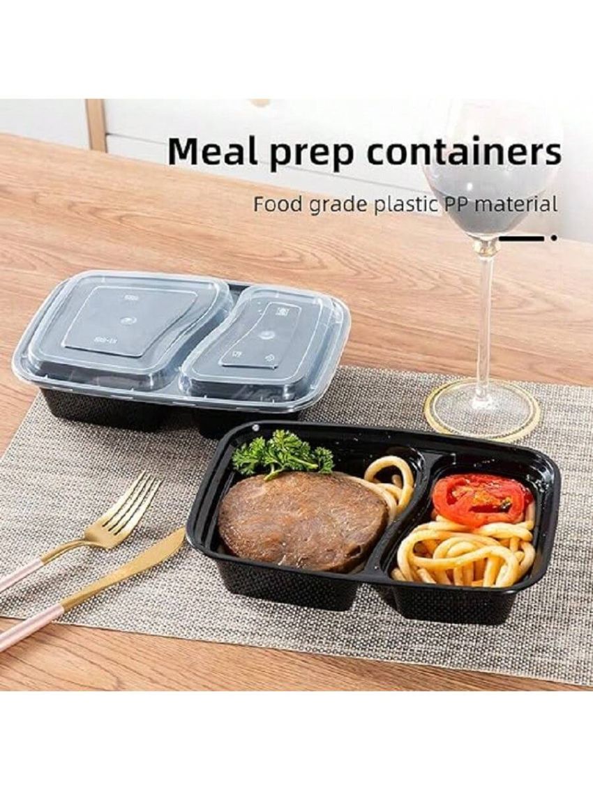 Food Prep Containers 50 Pack Meal Prep Containers for Food 2 Compartment Bento Lunch Box Container, 32 oz Safe Usage