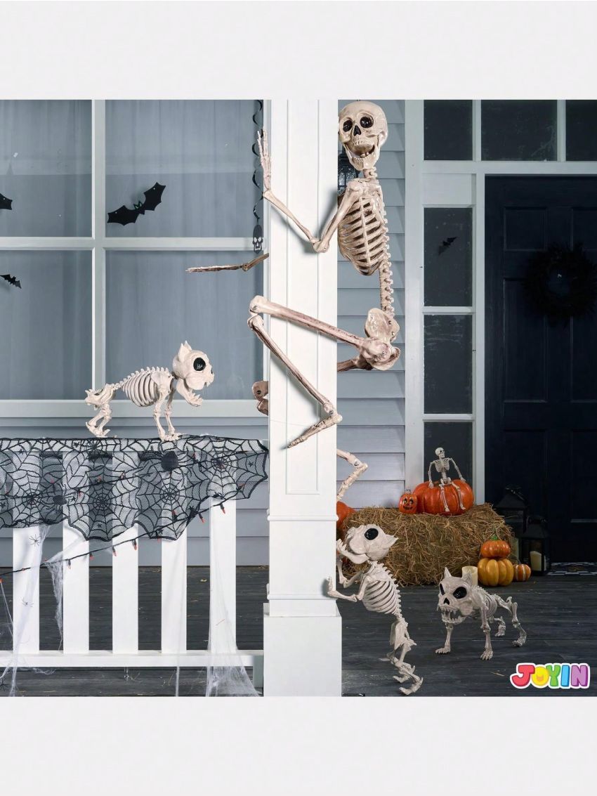 JOYIN 5.6 FT Life Size Skeleton Full Body Realistic Human Bones with Posable Joints for Halloween Pose Skeleton Prop Decoration, Indoor and Outdoor Use