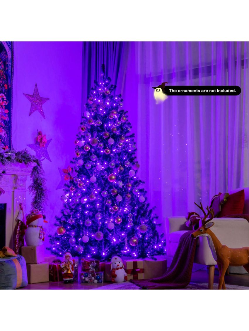 Costway 6ft Pre-lit PVC Christmas Halloween Tree Black w/ 250 Purple LED Lights