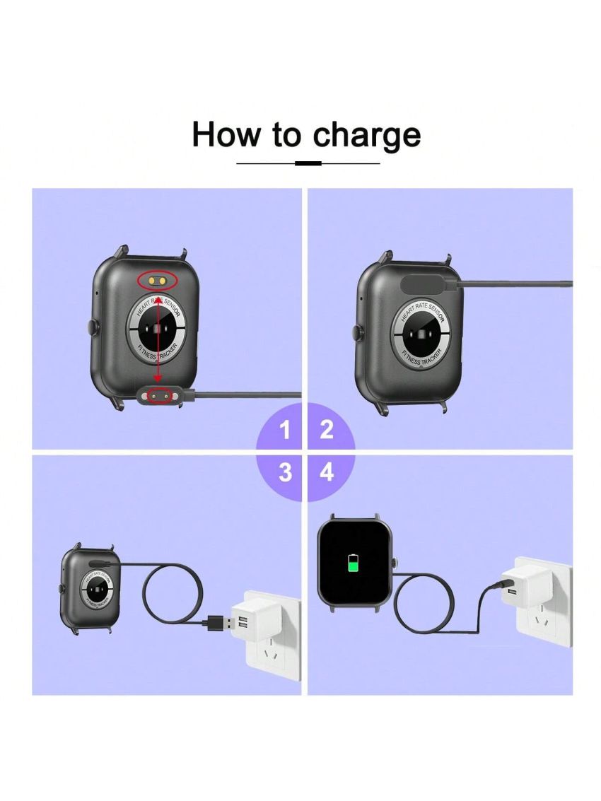 1pc Unisex Stainless Steel Strap Square Touch Screen Smart Watch With Blood Oxygen & Blood Pressure Monitoring, Call Function, Multiple Dials Setting, Daily Waterproof