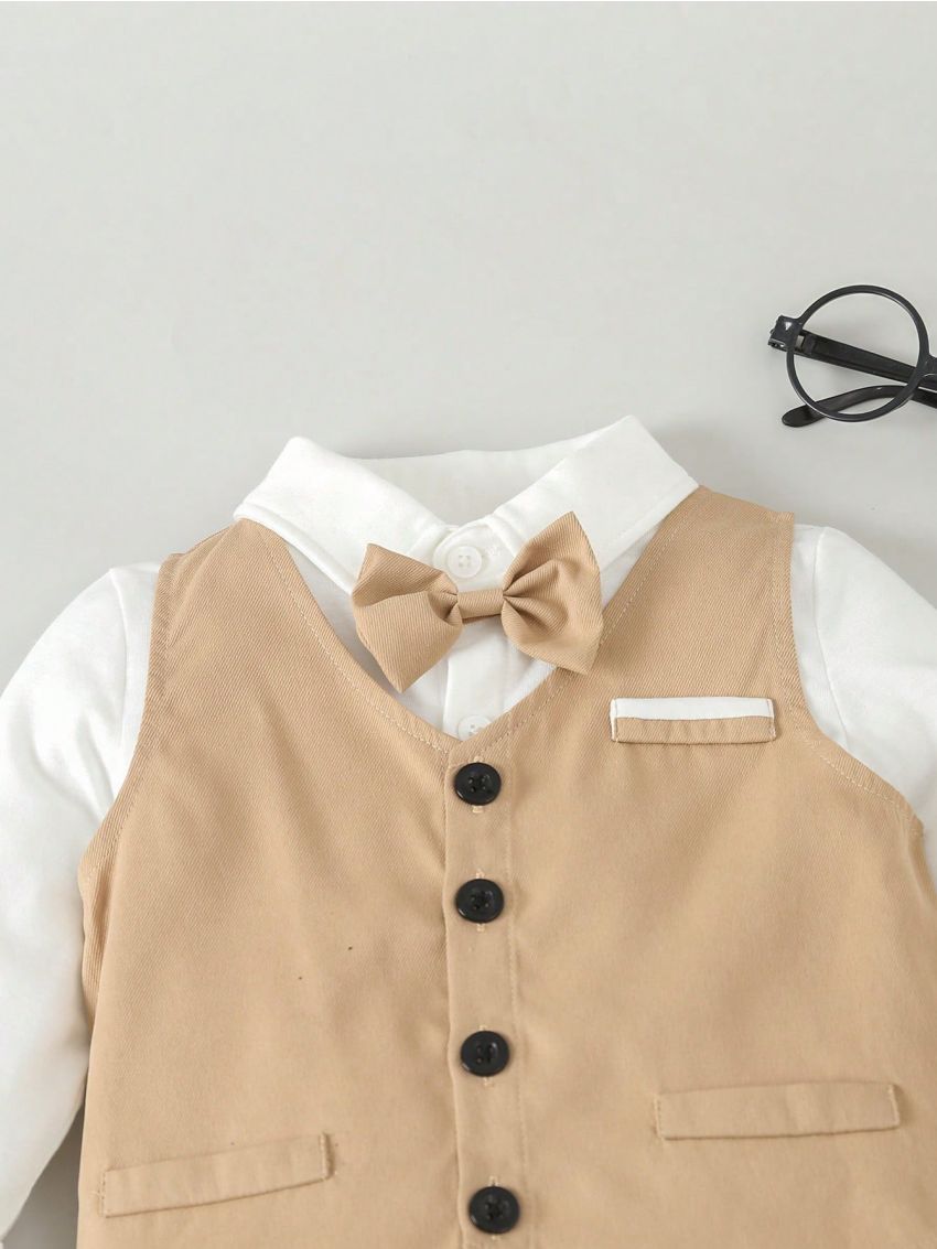 Baby Boys' Vest And Pants Suit, 2pcs/set (shirt Not Included)
